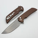 Pro-Tech Mordax Brown Handles w/ White Pearl Button & Stonewash MagnaCut