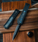 Marfione Custom Atreus w/ DLC Cryo Ice D/E M390MK & Black Aluminum Handle w/ Carbon Fiber & Flamed Titanium Inlay Accents