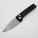 Pro-Tech Ramon Chavez Scapegoat Compact Auto Black Carbide Textured Stainless Handle w/ Abalone Push Button & Stonewash MagnaMax