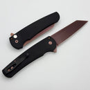 Pro-Tech Malibu Black Handle w/ Black Lip Pearl Button & Copper Rose PVD MagnaCut Blade
