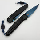 Pro-Tech Avalon Peace Neighbor Black Aluminum Handle w/ Black Lip Pearl Button & Sapphire Blue PVD MagnaCut