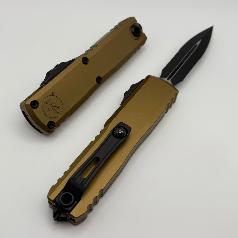 Microtech UTX-85 Gen IV Black Tactical Partial Serrated D/E M390MK w/ Tan Handle 12324-2TA