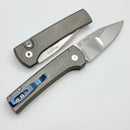 Pro-Tech Ramon Chavez Scapegoat Compact Custom Auto Blasted/Stonewash 17-4 Handle w/ Black Lip Pearl Button & Mike Irie Compound Ground Polish 154CM Blade