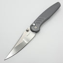 Pro-Tech Avalon Peace Neighbor Knurled Gray Aluminum Handle w/ White Pearl Button & Mike Irie Compound Polished 154CM