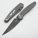 Pro-Tech Avalon Peace Neighbor 17-4 Handle w/ Black Lip Pearl Button & Chad Nichols Boomerang Damascus