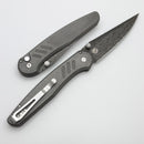 Pro-Tech Avalon Peace Neighbor 17-4 Handle w/ Black Lip Pearl Button & Chad Nichols Boomerang Damascus
