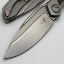 Microtech ANAX Titanium Integral Hand Rubbed Satin M390 w/ Blue Titanium Pivot Collars & Carbon Fiber Inlay 190C-4CFITI