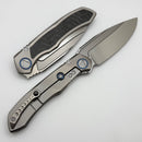 Microtech ANAX Titanium Integral Hand Rubbed Satin M390 w/ Blue Titanium Pivot Collars & Carbon Fiber Inlay 190C-4CFITI