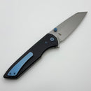 Chaves Knives Brad Blount The Arrestor 229 Black Knurled Aluminum Handles w/ Blue Ti Hardware & Stonewash 154CM - Blue Label