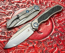 Microtech ANAX Titanium Integral Hand Rubbed Satin M390 w/ Blue Titanium Pivot Collars & Carbon Fiber Inlay 190C-4CFITI
