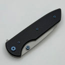 Chaves Knives Brad Blount The Arrestor 229 Black Knurled Aluminum Handles w/ Blue Ti Hardware & Stonewash 154CM - Blue Label