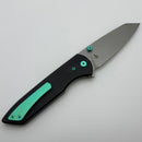 Chaves Knives Brad Blount The Arrestor 229 Black Knurled Aluminum Handles w/ Green Ti Hardware & Stonewash 154CM - Blue Label