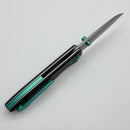 Chaves Knives Brad Blount The Arrestor 229 Black Knurled Aluminum Handles w/ Green Ti Hardware & Stonewash 154CM - Blue Label