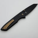 Chaves Knives Brad Blount The Arrestor 229 Black Knurled Aluminum Handles w/ Bronze Ti Hardware & Black PVD 154CM - Blue Label