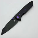 Chaves Knives Brad Blount The Arrestor 229 Black Knurled Aluminum Handles w/ Purple Ti Hardware & Black PVD 154CM - Blue Label