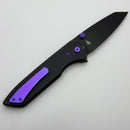 Chaves Knives Brad Blount The Arrestor 229 Black Knurled Aluminum Handles w/ Purple Ti Hardware & Black PVD 154CM - Blue Label