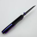 Chaves Knives Brad Blount The Arrestor 229 Black Knurled Aluminum Handles w/ Purple Ti Hardware & Black PVD 154CM - Blue Label