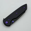 Chaves Knives Brad Blount The Arrestor 229 Black Knurled Aluminum Handles w/ Purple Ti Hardware & Black PVD 154CM - Blue Label