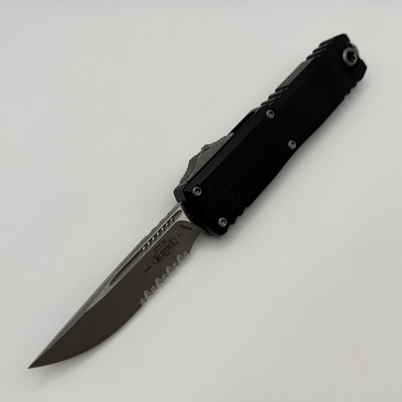 Factory Blem Microtech UTX-85 Gen IV w/ Black Handle & Apocalyptic S/E Partial Serrated M390MK 12314-11 AP