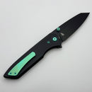 Chaves Knives Brad Blount The Arrestor 229 Black Knurled Aluminum Handles w/ Green Ti Hardware & Black PVD 154CM - Blue Label