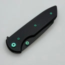 Chaves Knives Brad Blount The Arrestor 229 Black Knurled Aluminum Handles w/ Green Ti Hardware & Black PVD 154CM - Blue Label