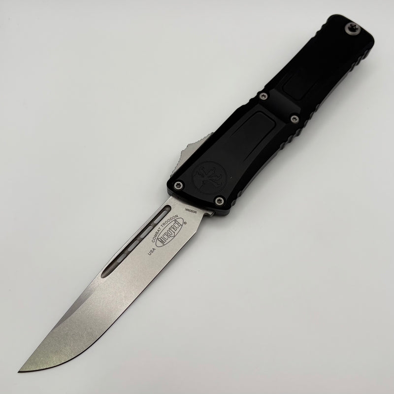 Factory Blem Microtech Knives Combat Troodon Gen III Stonewash Single Edge w/ Black Handle 1143-10