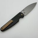 Chaves Knives Brad Blount The Phase 229 Black Knurled Aluminum Handles w/ Bronze Ti Hardware & Stonewash 154CM - Blue Label