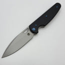 Chaves Knives Brad Blount The Phase 229 Black Knurled Aluminum Handles w/ Blue Ti Hardware & Stonewash 154CM - Blue Label