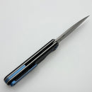 Chaves Knives Brad Blount The Phase 229 Black Knurled Aluminum Handles w/ Blue Ti Hardware & Stonewash 154CM - Blue Label