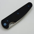 Chaves Knives Brad Blount The Phase 229 Black Knurled Aluminum Handles w/ Blue Ti Hardware & Stonewash 154CM - Blue Label