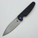 Chaves Knives Brad Blount The Phase 229 Black Knurled Aluminum Handles w/ Purple Ti Hardware & Stonewash 154CM - Blue Label