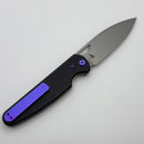 Chaves Knives Brad Blount The Phase 229 Black Knurled Aluminum Handles w/ Purple Ti Hardware & Stonewash 154CM - Blue Label