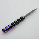 Chaves Knives Brad Blount The Phase 229 Black Knurled Aluminum Handles w/ Purple Ti Hardware & Stonewash 154CM - Blue Label