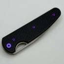 Chaves Knives Brad Blount The Phase 229 Black Knurled Aluminum Handles w/ Purple Ti Hardware & Stonewash 154CM - Blue Label