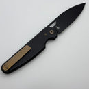 Chaves Knives Brad Blount The Phase 229 Black Knurled Aluminum Handles w/ Bronze Ti Hardware & Black PVD 154CM - Blue Label