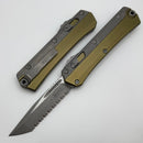 Microtech Glykon Apocalyptic Standard Tanto Full Serrated w/ Bead Blast Overlay & OD Green Handle 185-12APOD