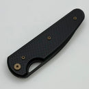 Chaves Knives Brad Blount The Phase 229 Black Knurled Aluminum Handles w/ Bronze Ti Hardware & Black PVD 154CM - Blue Label