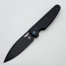 Chaves Knives Brad Blount The Phase 229 Black Knurled Aluminum Handles w/ Blue Ti Hardware & Black PVD 154CM - Blue Label