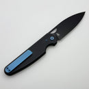 Chaves Knives Brad Blount The Phase 229 Black Knurled Aluminum Handles w/ Blue Ti Hardware & Black PVD 154CM - Blue Label