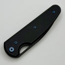 Chaves Knives Brad Blount The Phase 229 Black Knurled Aluminum Handles w/ Blue Ti Hardware & Black PVD 154CM - Blue Label
