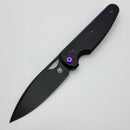 Chaves Knives Brad Blount The Phase 229 Black Knurled Aluminum Handles w/ Purple Ti Hardware & Black PVD 154CM - Blue Label