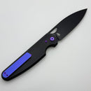 Chaves Knives Brad Blount The Phase 229 Black Knurled Aluminum Handles w/ Purple Ti Hardware & Black PVD 154CM - Blue Label