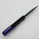 Chaves Knives Brad Blount The Phase 229 Black Knurled Aluminum Handles w/ Purple Ti Hardware & Black PVD 154CM - Blue Label