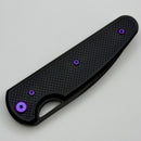 Chaves Knives Brad Blount The Phase 229 Black Knurled Aluminum Handles w/ Purple Ti Hardware & Black PVD 154CM - Blue Label