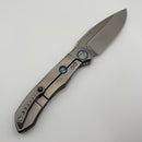 Pre-Owned Microtech ANAX Titanium Integral Hand Rubbed Satin M390 w/ Blue Titanium Pivot Collars & Carbon Fiber Inlay 190C-4CFITI
