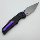 Chaves Knives Jake McCoy The Omega Street Black Knurled Aluminum Handles w/ Purple Ti Hardware & Stonewash 154CM - Blue Label