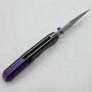 Chaves Knives Jake McCoy The Omega Street Black Knurled Aluminum Handles w/ Purple Ti Hardware & Stonewash 154CM - Blue Label
