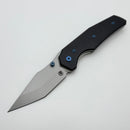 Chaves Knives Jake McCoy The Omega Street Black Knurled Aluminum Handles w/ Blue Ti Hardware & Stonewash 154CM - Blue Label