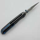 Chaves Knives Jake McCoy The Omega Street Black Knurled Aluminum Handles w/ Blue Ti Hardware & Stonewash 154CM - Blue Label