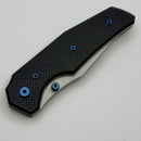 Chaves Knives Jake McCoy The Omega Street Black Knurled Aluminum Handles w/ Blue Ti Hardware & Stonewash 154CM - Blue Label